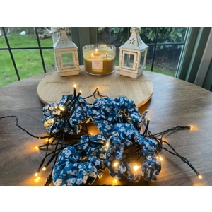 Blue flower design hair scrunchie