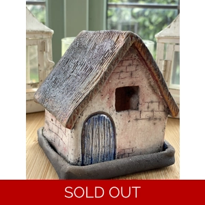 Raku House Candle Holder