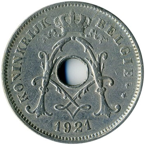 1921  Belgium 10 centimes,