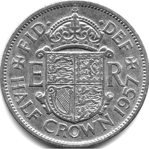 1957  United Kingdom ½ crown,