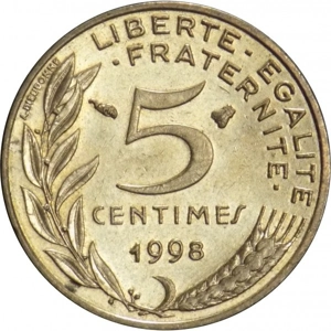 1998  France 5 centimes, 1998