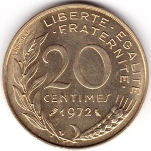 1972  France 20 centimes,