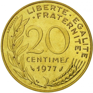 1977  France 20 centimes,