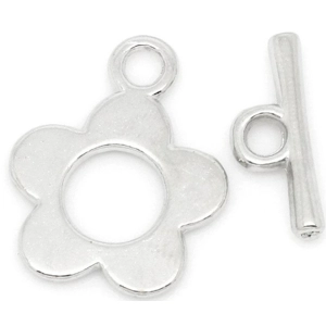 Silver Tone Flower Toggle Clasp 16 X 23  mm