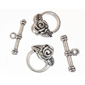 Silver Antique   flower /Leaves , toggle clasps