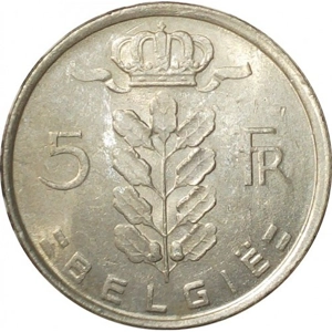 Belgium 5 francs, 1975  - 'BELGIË'