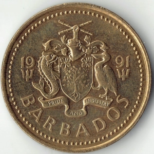 Barbados 5 cents, 1991