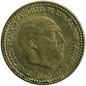 Spain 1 peseta, 1963 66 inside the star
