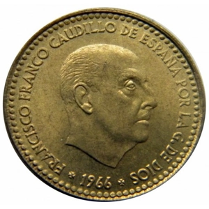 Spain 1 peseta, 1966 68 inside the star