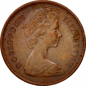 1976  United Kingdom ½ new penny,