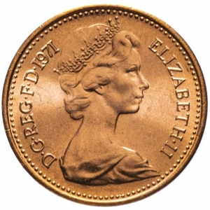 1971  United Kingdom ½ new penny,