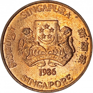 Singapore 1 cent, 1986