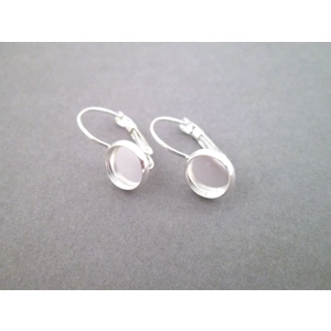 Sterling Silver  Bezel Lever Back Earrings. 12 x 17 X 9.5 mm  (2)