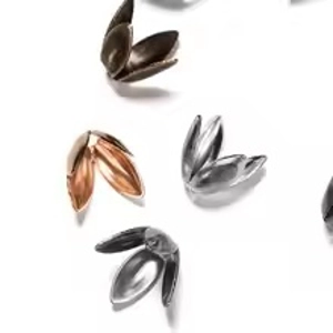 Metal Petal Bead Caps, .12 mm (4)
