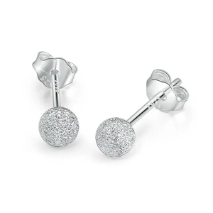 Frosted Silver Ball Stud Earrings 4mm (1 pair)