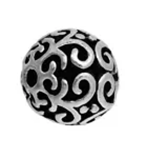 Oxidized Tibetan Silver 12 x 10mm Hollow Filigree Round  Beads  (4)