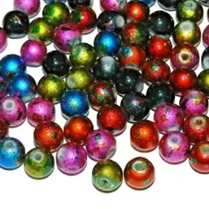 Mix Color Metallic Round Glass Bead, 7 mm (20)