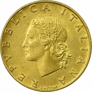 Italy 20 lire, 1958