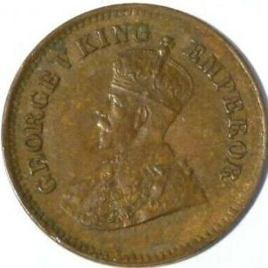 India - British ½ pice, 1921