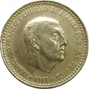 Spain 1 peseta, 1966 70 inside the star