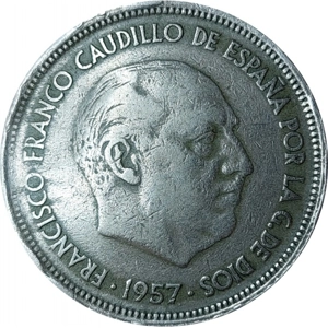 1957  Spain 50 pesetas, (58)