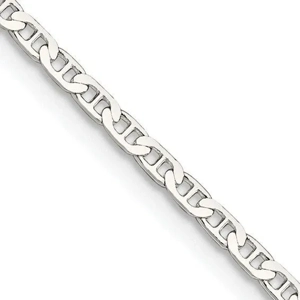 16 Inch Sterling silver Flat Cuban Style Chain with Lobster Clasp.  3 mm