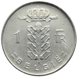 Belgium 1 franc, 1952 Legend in Dutch - 'BELGIË'