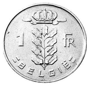 Belgium 1 franc, 1951 Legend in Dutch - 'BELGIË'