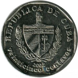 Cuba 25 centavos, 2002