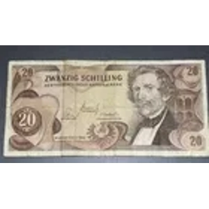 AUSTRIA 20 TWENTY ZWANZIG SCHILLING 1967