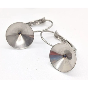 Lever Back Earring Cone Setting, silver Plated  12 mm  (2)