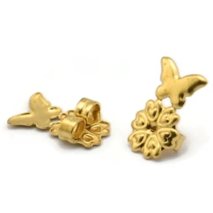 Earring Brass Butterfly  Stud Back Stoppers (16x9mm)  (2)