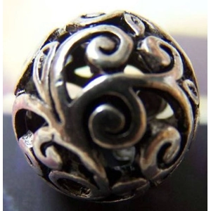 Antique Silver Metal  Filigree  Beads 9 mm (1)