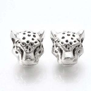 11.5x12x9mm, Alloy Big Hole Leopard Head Beads Antique Silver, 12 X 11 mm (1)