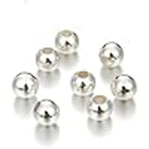 Round Spacer Beads  Silver Plated  (Large Hole 2.5mm), 5 X 6 mm  (10)