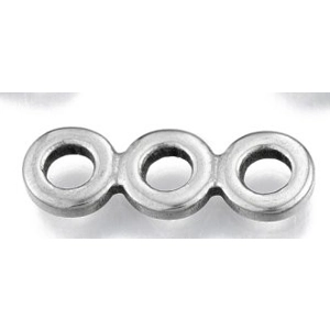 Sterling Silver 3 Hole Bar Bead Spacer , 15 X 5 mm.  (1)