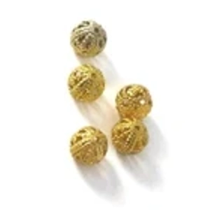 Gold Plate Filigree Beads  6mm  (5)
