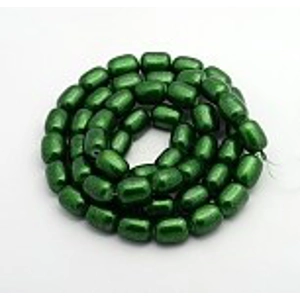 Green Matte lacquered Glass Beads -  12 X 16 mm (1)