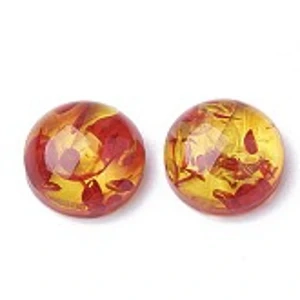 Amber Acrylic cabochon, Dome, Half Round. Orange, 3 m. (10)