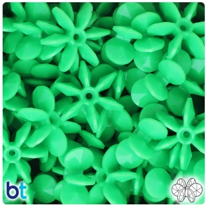 Acrylic, Opaque Green, Paddle Wheel. Beads, 14 x 12.5 mm  (100)