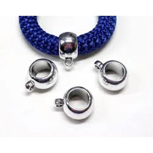 CCB Silver Bail Beads, 12 x 5 x 5  mm  (4 pcs)