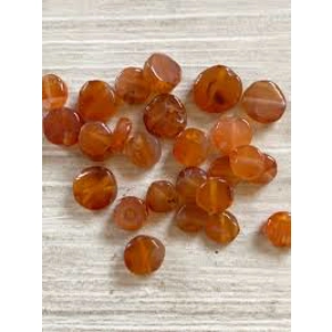 Cornelian Beads. Drilled,  6-8 mm  (10)