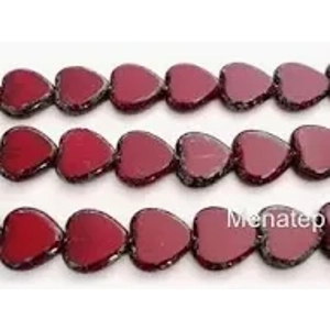 Garnet Flat Beads  Heart Shaped  7x3 mm  (10)
