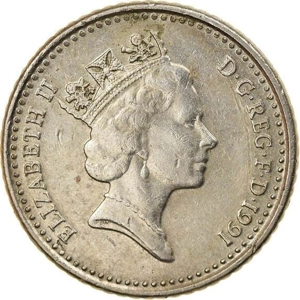 1991  United Kingdom 5 pence,