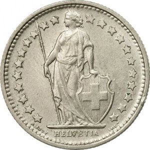 1974   Switzerland ½ franc,