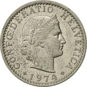 1974   Switzerland 20 rappen,