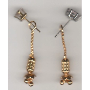 Short Chain Stud Drop Gold  Earrings