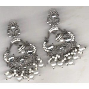 Pearls Dangler Monalisa Stone Earrings