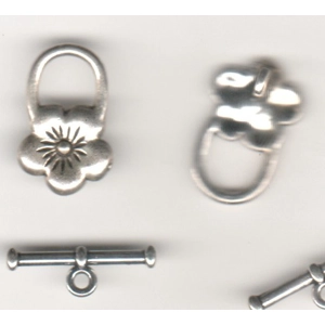 Silver Tone Flower Toggle Clasp