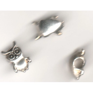 Owl Spacer Beads Antique Silver Tone  14x9mm  (5)